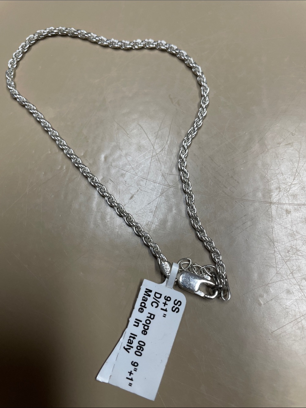 Source Unknown Silver Rope Chain Bracelet
